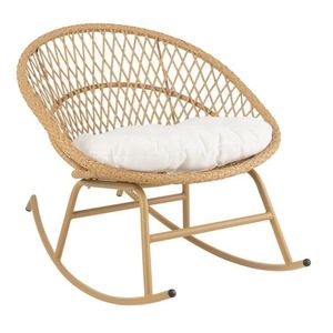 Béžové ratanové zahradní houpací křeslo Zayo Beige - 118*82*78 cm 20713 obraz