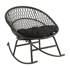 Černé ratanové zahradní houpací křeslo Zayo Black - 118*82*78 cm 20724 obraz