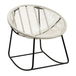 Bílo-černé kovové houpací křeslo s výpletem Pam White - 56*65*67 cm 91311 obraz