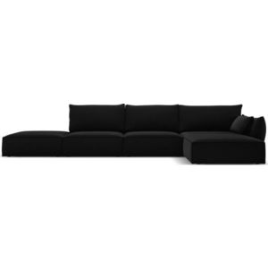 Černá sametová rohová pohovka (pravý roh/s lenoškou) Vanda – Mazzini Sofas obraz