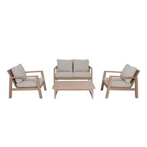 Béžový zahradní lounge set z eukalyptového dřeva pro 4 San Mateo – Garden Pleasure obraz