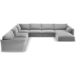 Světle šedá sametová rohová pohovka (levý roh/do "U") Vanda – Mazzini Sofas obraz