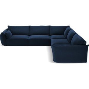 Tmavě modrá sametová rohová pohovka Vanda – Mazzini Sofas obraz