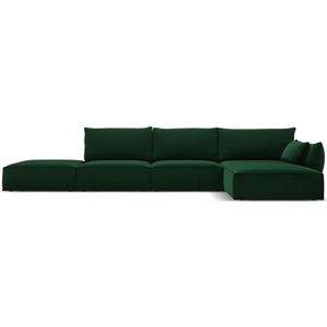 Tmavě zelená sametová rohová pohovka (pravý roh/s lenoškou) Vanda – Mazzini Sofas obraz