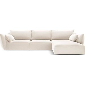 Béžová sametová rohová pohovka (pravý roh/s lenoškou) Vanda – Mazzini Sofas obraz