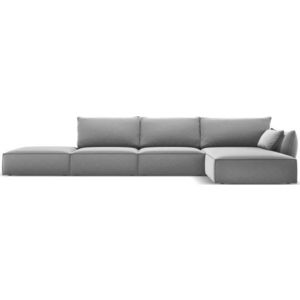 Světle šedá sametová rohová pohovka (pravý roh/s lenoškou) Vanda – Mazzini Sofas obraz