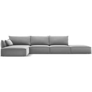 Světle šedá sametová rohová pohovka (levý roh/s lenoškou) Vanda – Mazzini Sofas obraz