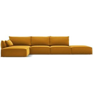 Sametová rohová pohovka v hořčicové barvě (levý roh/s lenoškou) Vanda – Mazzini Sofas obraz