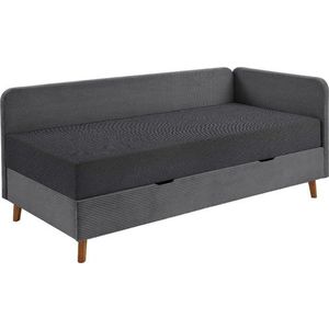 Tmavě šedá čalouněná jednolůžková postel s úložným prostorem 90x200 cm Cabana – Meise Möbel obraz