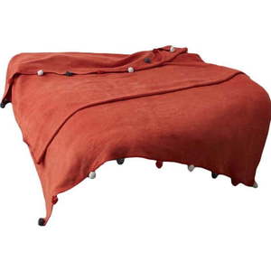 Fleecový přehoz v cihlové barvě 200x220 cm Pom Pom – Mijolnir obraz