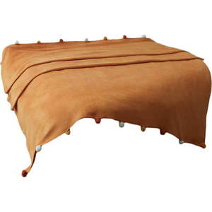 Fleecový přehoz v hořčicové barvě 200x220 cm Pom Pom – Mijolnir obraz