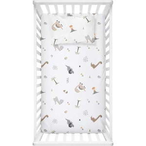 Bílé dětské prostěradlo do postýlky z bavlny Renforcé 100x150 cm Dinozor – Mijolnir obraz