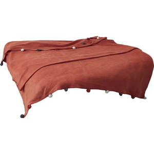 Fleecový přehoz v cihlové barvě 150x200 cm Pom Pom – Mijolnir obraz
