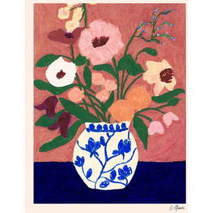 Plakát 30x40 cm Flowers on Blue Table – The Poster Club obraz