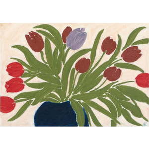 Plakát 70x50 cm Tulips in a Blue Vase – The Poster Club obraz