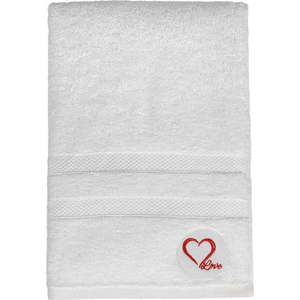 Bílá froté bavlněná osuška 70x140 cm Love – Foutastic obraz