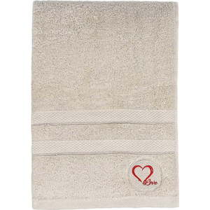 Béžová froté bavlněná osuška 70x140 cm Love – Foutastic obraz