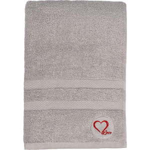 Šedá froté bavlněná osuška 70x140 cm Love – Foutastic obraz