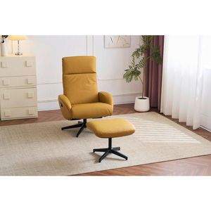 Livetastic RELAXAČNÍ KŘESLO S TABURETEM, textil, kůže, žlutá obraz