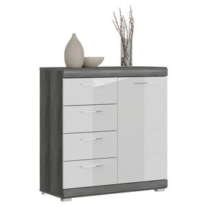 MID.YOU KOMODA, tmavě šedá, vysoce lesklá bílá, 80/85/37 cm obraz