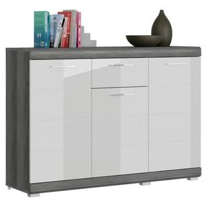 MID.YOU KOMODA, tmavě šedá, vysoce lesklá bílá, 120/85/37 cm obraz