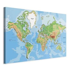 artgeist LEINWANDBILD, mapa světa, 120/80/1, 2 cm obraz