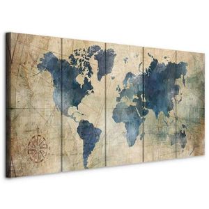 artgeist LEINWANDBILD, mapa světa, 100/40/1.2 cm obraz