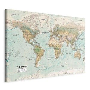 artgeist LEINWANDBILD, mapa světa, 120/80/1, 2 cm obraz
