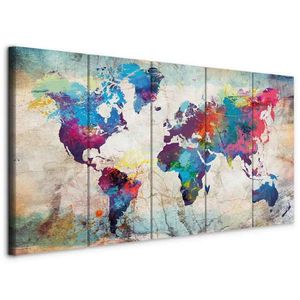 artgeist LEINWANDBILD, mapa světa, 100/40/1, 2 cm obraz