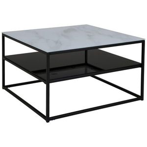 Livetastic KONFERENČNÍ STOLEK, černá, bílá, kov, sklo, 75/75/43 cm obraz