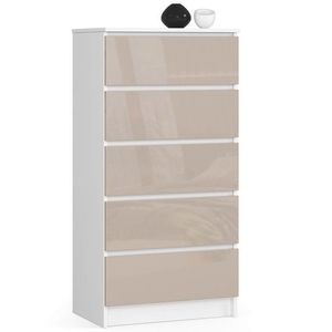Ak furniture Komoda Kuba 60 cm - 5 šuplíků bílá/cappucino obraz