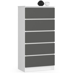 Ak furniture Komoda Kuba 60 cm - 5 šuplíků bílá/grafitová obraz