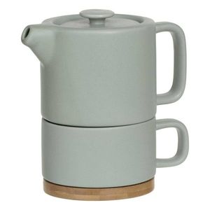 DekorStyle Konvička se šálkem Natural 400 ml mátová obraz