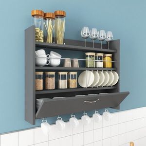 Hanah Home Kuchyňská police Knott 85 cm antracit obraz