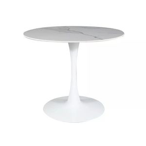 Signal Kulatý jídelní stůl Espero 90 cm bílý mramor/bílý obraz