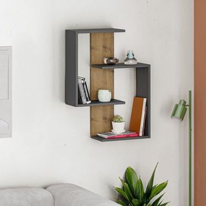 Kalune Design Moderní nástěnná polička Asir dub wotan/šedá obraz