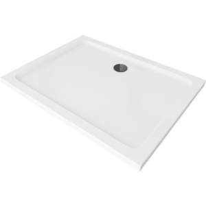 Sprchová vanička MEXEN FLAT s černým sifonem 130 x 80 cm bílá obraz
