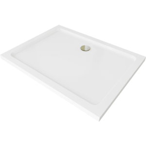 Sprchová vanička MEXEN FLAT se zlatým sifonem 130 x 80 cm bílá obraz