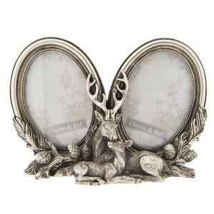 Stříbrný fotorámeček s jelenem - 17*2*17 cm / 6*8 cm (2) 2F0564 obraz