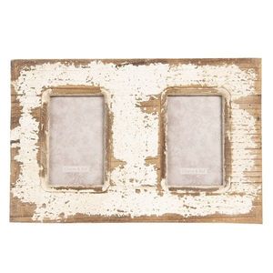 Nástěnný dřevěný vintage fotorámeček - 39*2*26 cm / 2x 10*15 cm 2F0632 obraz