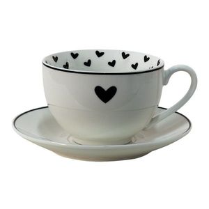 Porcelánový šálek s podšálkem se srdíčky Love Birds - 12*9*7 / Ø14*2 cm / 220 ml LBSHKS obraz