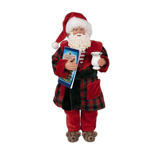 Vánoční dekorace taťka Santa Claus v županu s bačkorkama - 16*8*28 cm 65222 obraz