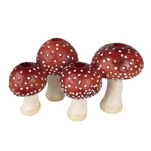 Červeno-bílý svícen na úzké svíčky muchomůrky Mushroom - 30*17*17 cm 6PR3899 obraz