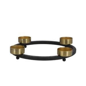 Černo - zlatý antik kovový svícen na 4 svíčky Ariana black/gold - Ø 23*4 cm 870674 obraz