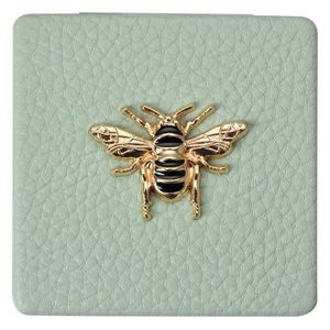 Zelené příruční zrcátko do kabelky se včelkou - 6*6 cm JZSP0007GR obraz
