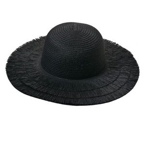 Černý dámský slaměný sluneční klobouk s třásněmi - 55-58cm JZHA0102Z obraz
