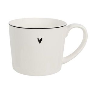 Bílý hrnek s černým srdíčkem Lovely Day - 12*8*7 cm / 275 ml 6CEMU0141 obraz