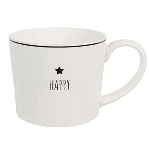 Bílý hrnek s hvězdičkou Happy - Lovely Day - 12*8*7 cm / 275 ml 6CEMU0145 obraz