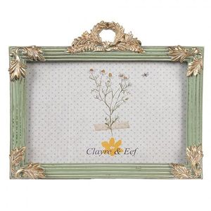 Zelený fotorámeček se zlatými listy - 17*2*14 cm / 10*15 cm 2F1140 obraz