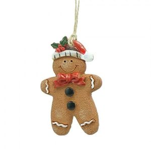 Hnědá vánoční ozdoba Perníček Gingerbread - 6*1*8 cm 6PR4339 obraz